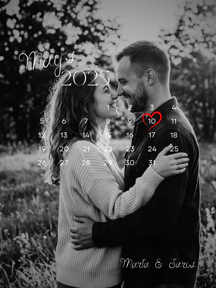 Dizains „Mūsu diena” – Jūsu foto un mēneša kalendārs ar apvilktu īpašo dienu